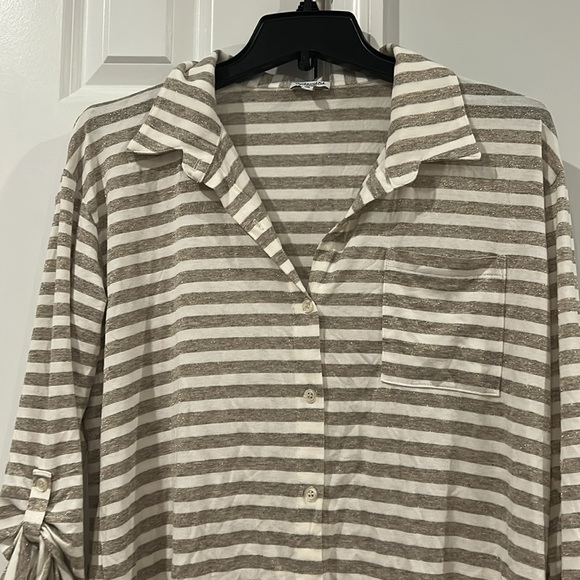 Splendid Button Down Shirt Metallic Stripes - Picture 2 of 5